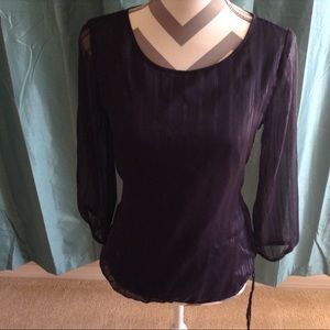 Banana Republic Small Illusion Mesh Striped Blouse